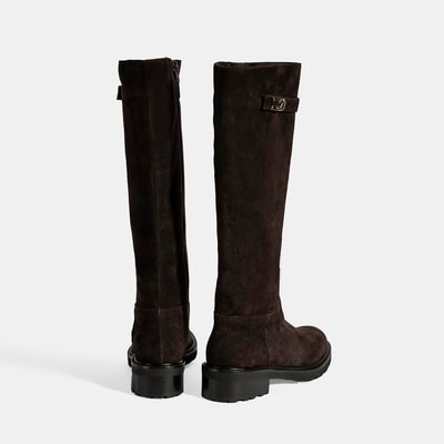 Luca Grossi Kadın Kahve Metal Kilit Detaylı Süet Çizme