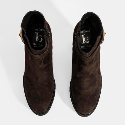 Luca Grossi Kadın Kahve Metal Kilit Detaylı Platform Topuklu Bot