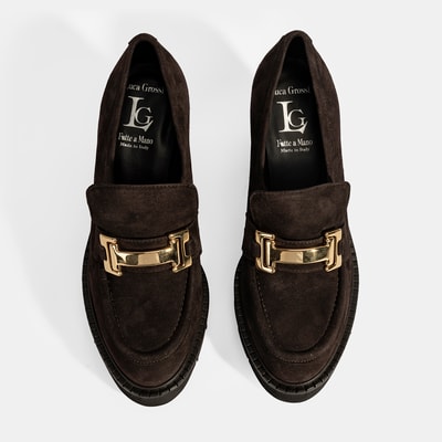 Luca Grossi Kadın Kahve Toka Aksesuarlı Topuklu Süet Loafer