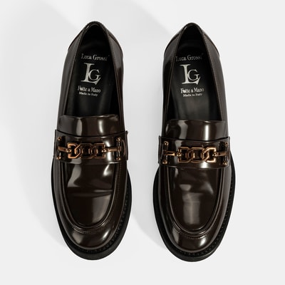 Luca Grossi Kadın Kahve Toka Detaylı Deri Loafer