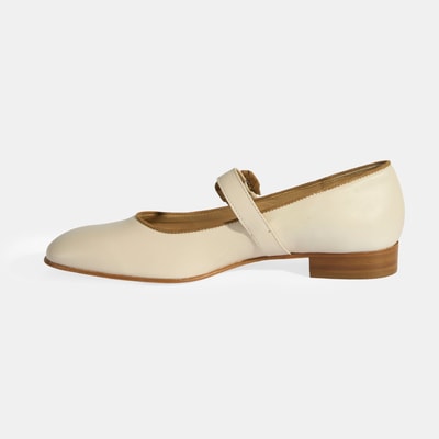 Luca Grossi Kadın Krem Toka Aksesuarlı Deri Mary Jane Babet