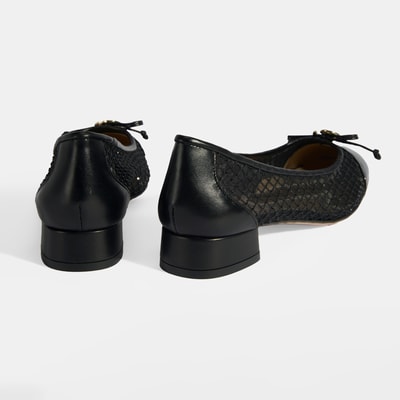 Luca Grossi Kadın Siyah Aksesuar Detaylı File Babet