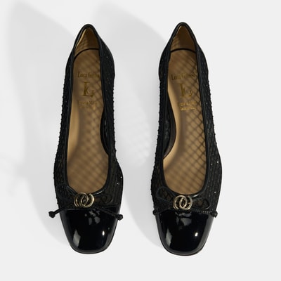 Luca Grossi Kadın Siyah Aksesuar Detaylı File Babet