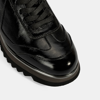 Luca Grossi Kadın Siyah Bağcıklı Rugan Spor Ayakkabı