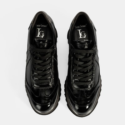 Luca Grossi Kadın Siyah Bağcıklı Rugan Spor Ayakkabı