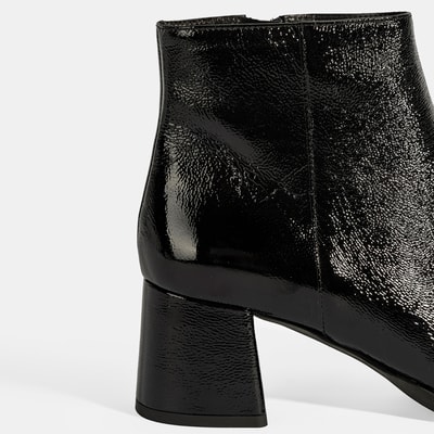 Luca Grossi Kadın Siyah Fermuarlı Topuklu Rugan Bot