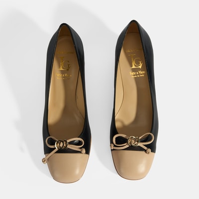 Luca Grossi Kadın Siyah Fiyonk Detaylı Deri Topuklu Ayakkabı