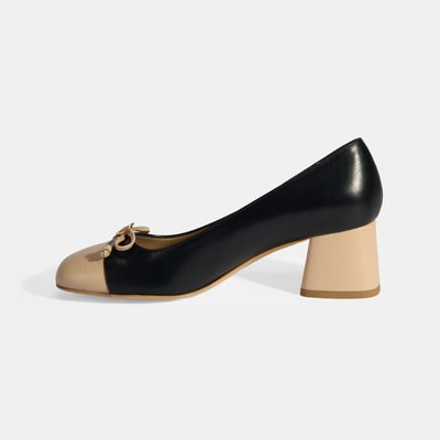 Luca Grossi Kadın Siyah Fiyonk Detaylı Deri Topuklu Ayakkabı