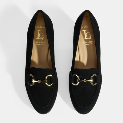 Luca Grossi Kadın Siyah Metal Aksesuarlı Süet Topuklu Loafer