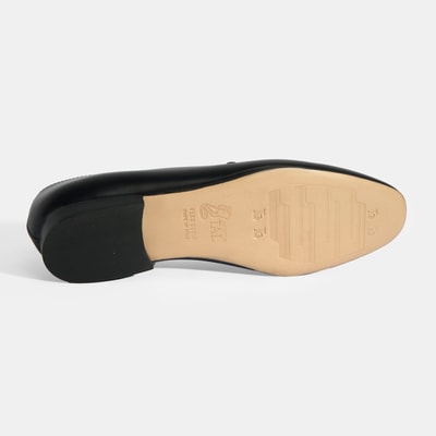 Luca Grossi Kadın Siyah Taşlı Toka Aksesuarlı Deri Loafer