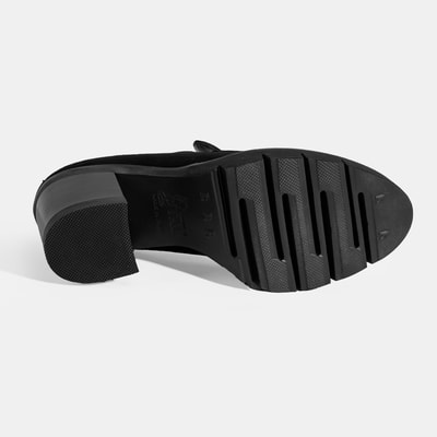 Luca Grossi Kadın Siyah Toka Aksesuarlı Topuklu Süet Loafer