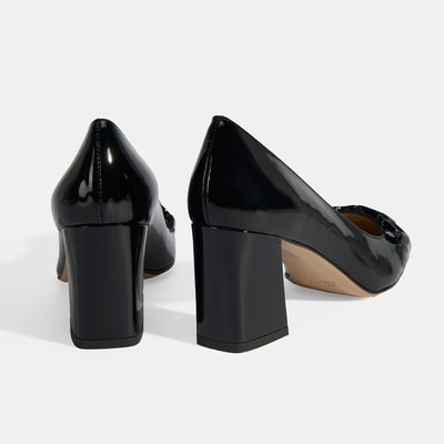 Luca Grossi Kadın Siyah Toka Aksesuarlı Rugan Babet