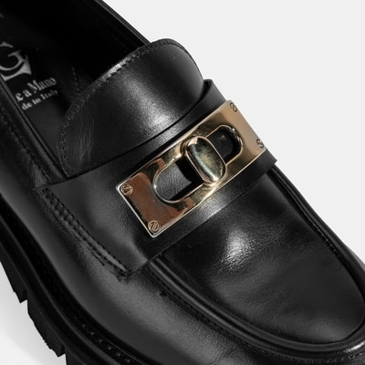 Luca Grossi Kadın Siyah Toka Detaylı Deri Loafer