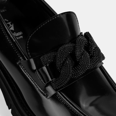 Luca Grossi Kadın Siyah Toka Detaylı Deri Loafer