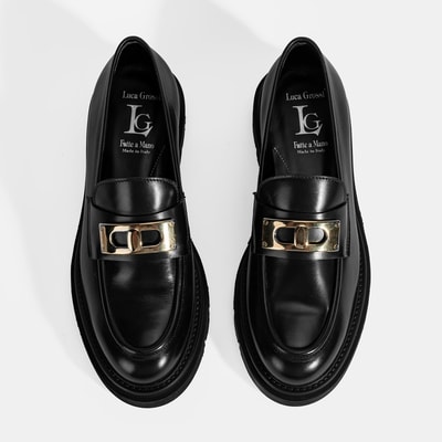 Luca Grossi Kadın Siyah Toka Detaylı Deri Loafer