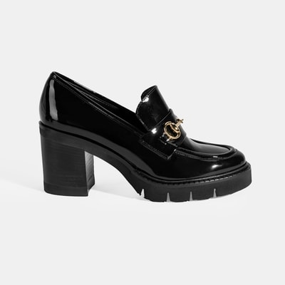 Luca Grossi Kadın Siyah Toka Detaylı Topuklu Rugan Loafer