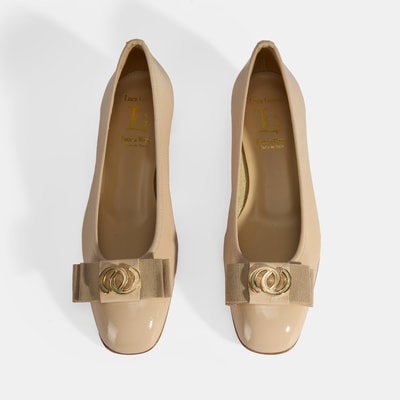 Luca Grossi Kadın Ten Metal Aksesuarlı Rugan Babet