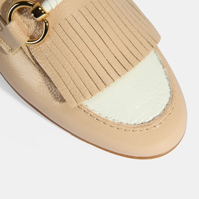 Luca Grossi Kadın Ten Toka Aksesuarlı Püsküllü Rugan Loafer