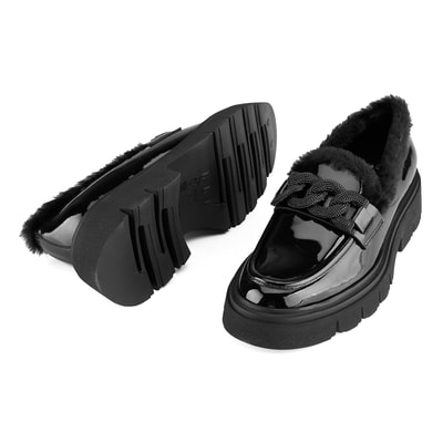 Luca Grossi Siyah Kadın Rugan Loafer