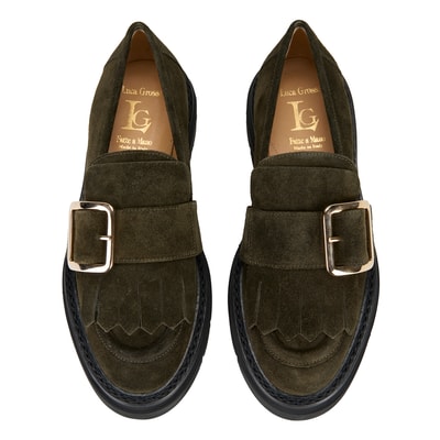 Luca Grossi Yeşil Kadın Püsküllü Süet Loafer Ayakkabı
