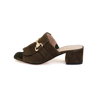 Luca Grossi Yeşil Toka Aksesuarlı Topuklu Terlik