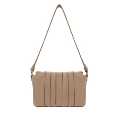 Lupin Bej Kadın Pilili  Deri Omuz Askılı Çanta
