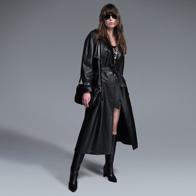 Lydia Siyah Kadın Deri Pardösü