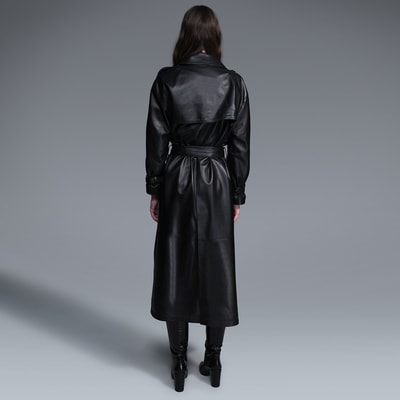 Lydia Siyah Kadın Deri Pardösü