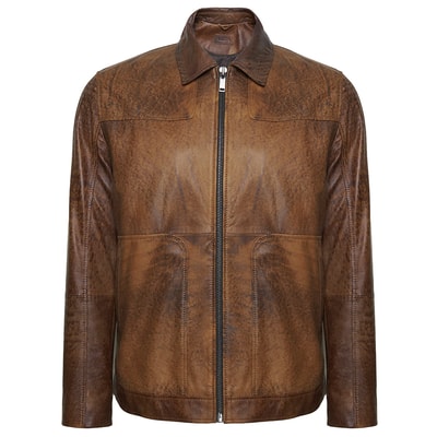 Manno Erkek Gömlek Yakalı Deri Ceket