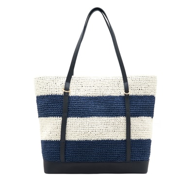 Manny Lacivert Kadın Hasır Omuz Çantası 