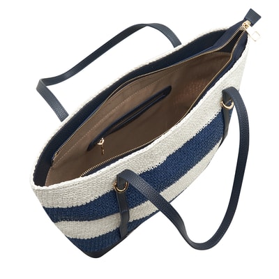 Manny Lacivert Kadın Hasır Omuz Çantası 