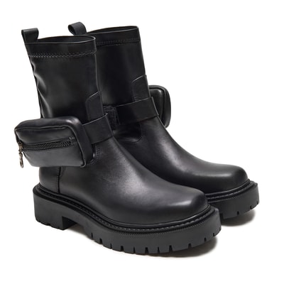 Marble Siyah Kadın Deri Bot