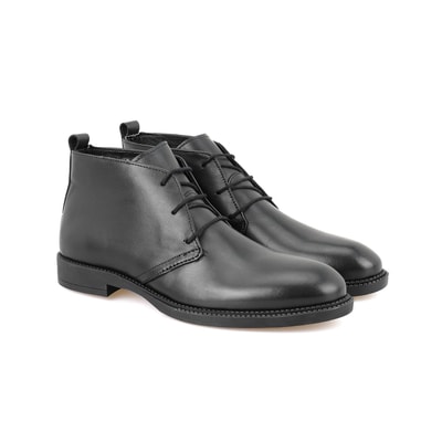 Marc Siyah Erkek Bağcıklı Deri Bot