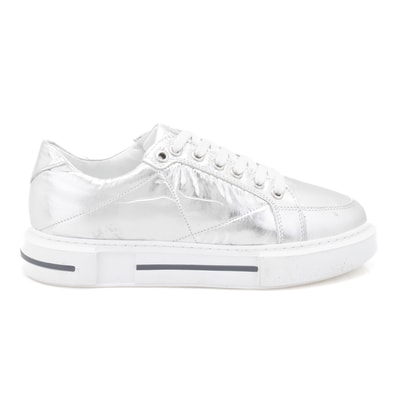 Marcala Gümüş Kadın Kapitone Deri Spor Ayakkabı