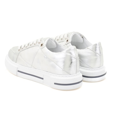 Marcala Gümüş Kadın Kapitone Deri Spor Ayakkabı