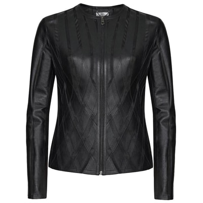 Marita Kadın Dairesel Panelli Deri Ceket