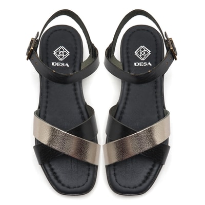 Marty Siyah Kadın Deri Sandalet