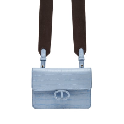 Mavi Fels Kadın Kroko Baskılı Deri Omuz Askılı Çanta