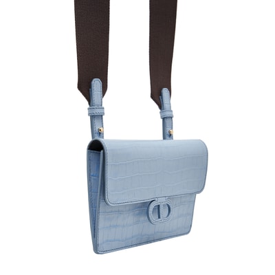 Mavi Fels Kadın Kroko Baskılı Deri Omuz Askılı Çanta
