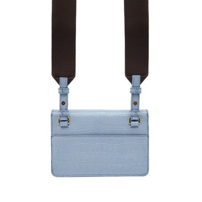 Mavi Fels Kadın Kroko Baskılı Deri Omuz Askılı Çanta