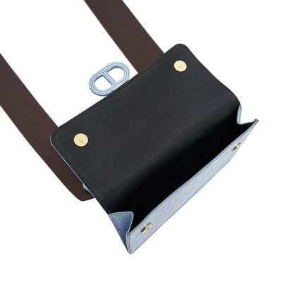 Mavi Fels Kadın Kroko Baskılı Deri Omuz Askılı Çanta