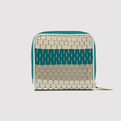 Mavi Örgülü Kadın Deri Cüzdan