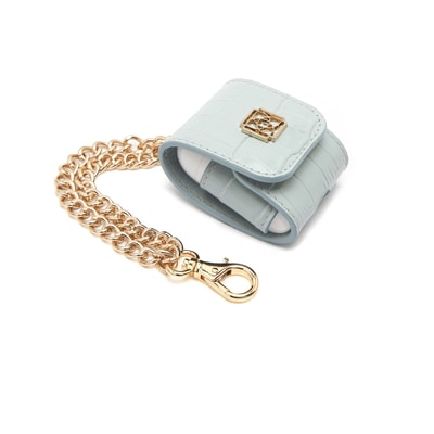 Mavi Zincir Detaylı Deri Airpods Kılıfı