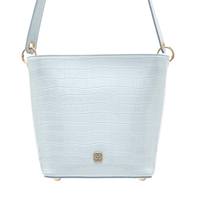 Maximar Mavi Kadın Kroko Baskılı Deri Omuz Çantası
