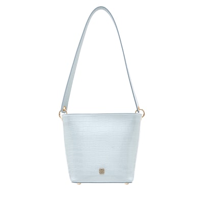 Maximar Mavi Kadın Kroko Baskılı Deri Omuz Çantası