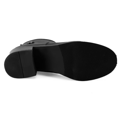 Mayla Siyah Kadın Fermuarlı Topuklu Deri Bot