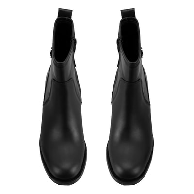 Mayla Siyah Kadın Fermuarlı Topuklu Deri Bot