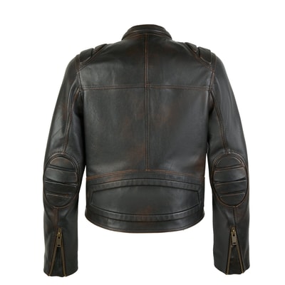 Meline Kahve Kadın Deri Biker Ceket