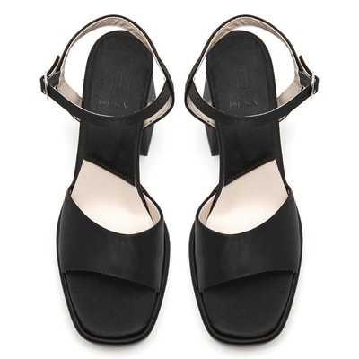 Mellina Saten Siyah Kadın Topuklu Sandalet