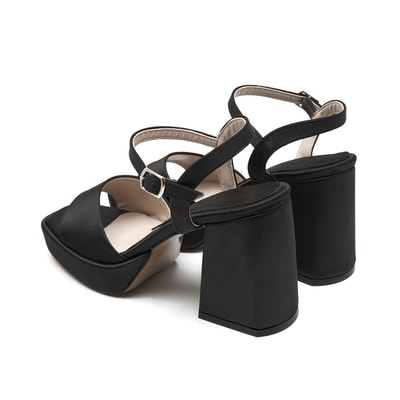 Mellina Saten Siyah Kadın Topuklu Sandalet